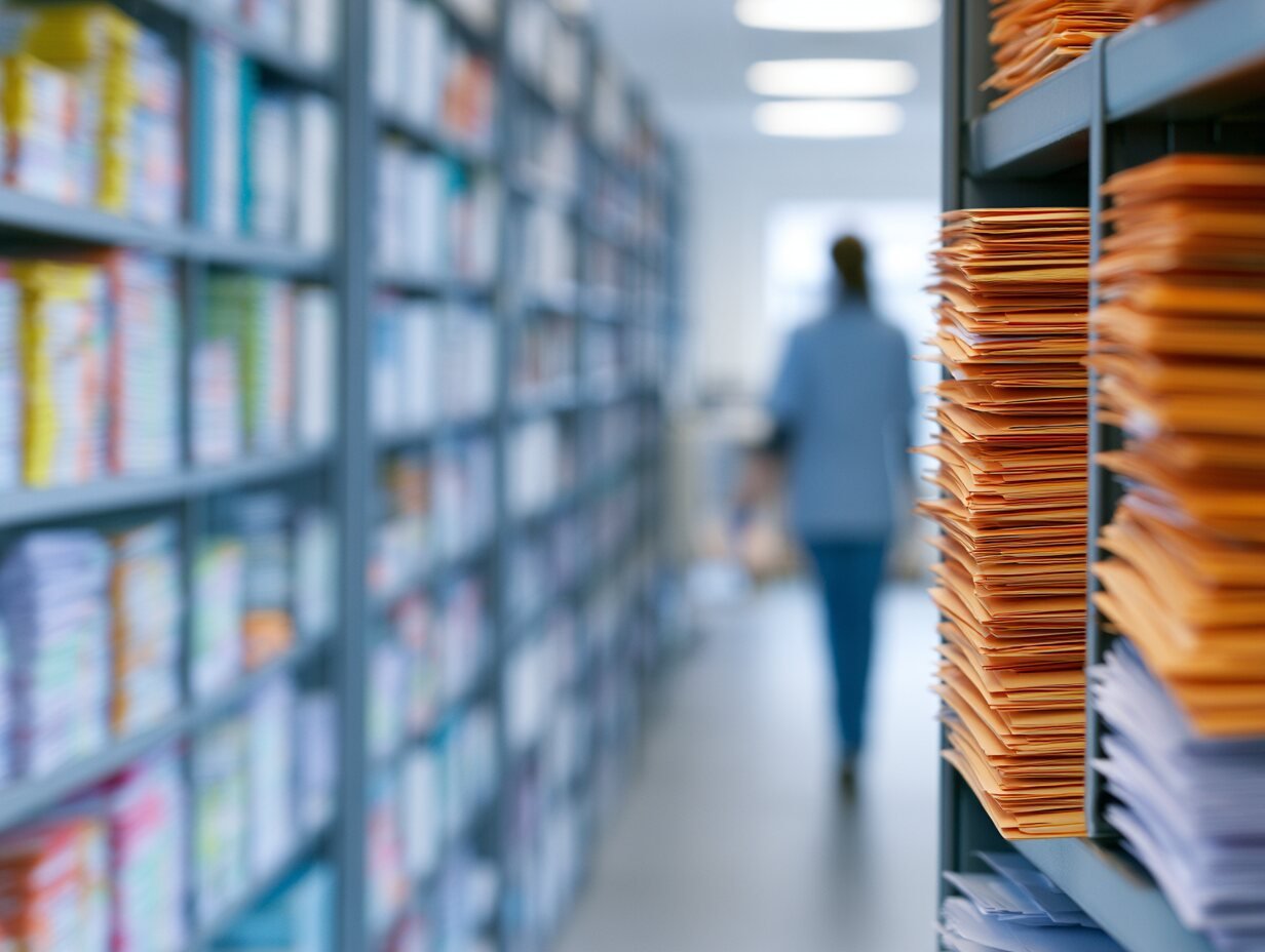 Patient record files on clinic shelving — understanding what constitutes a dental record and how it is stored and released